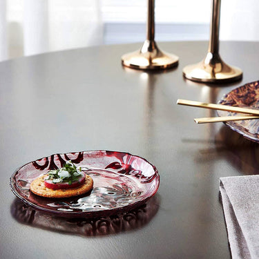 Red Velvet Gilded Glass Plates